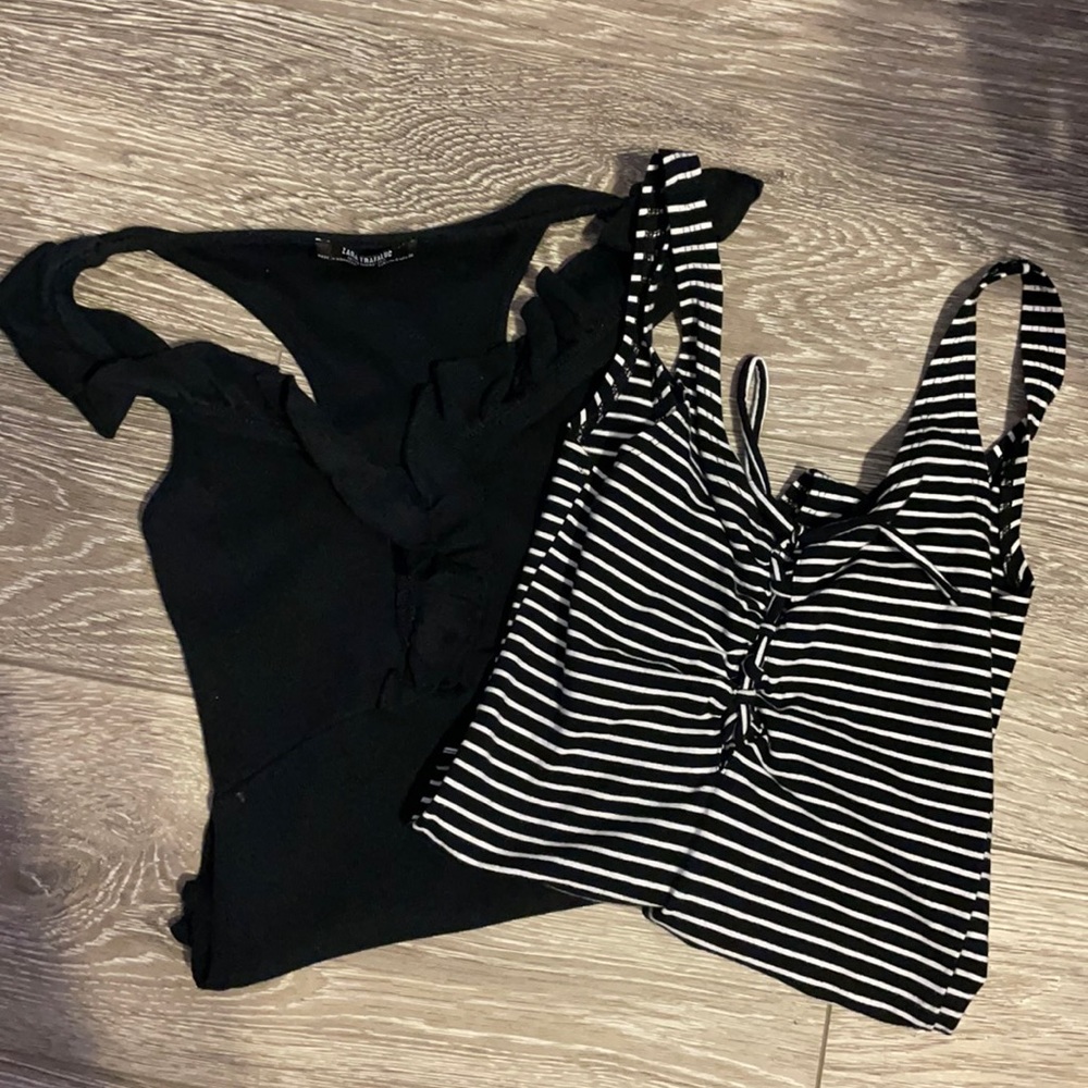 One top shop bodysuit and one Zara body suit-black